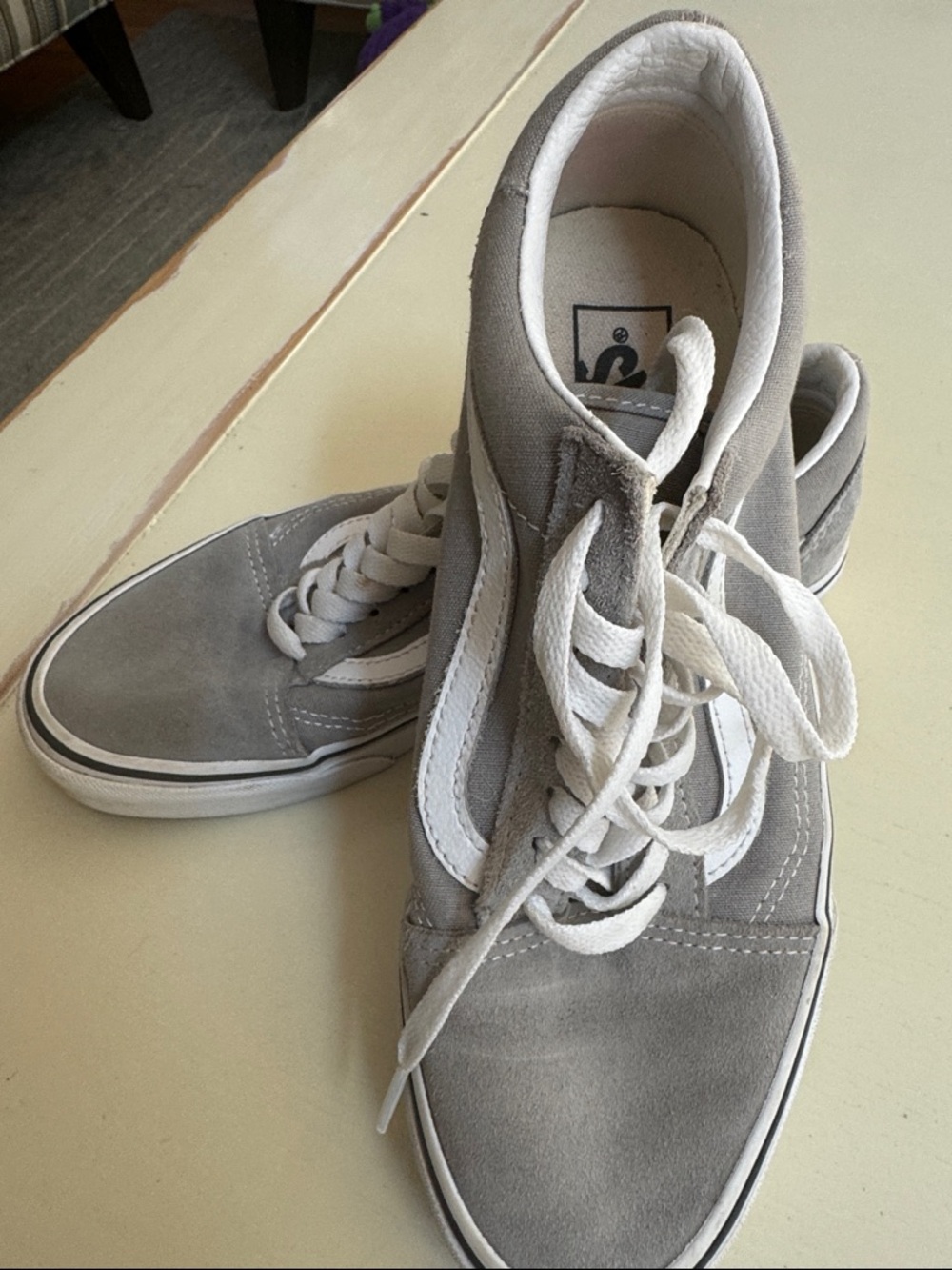 Vans Gray Suede Low-Top Skate Sneakers with White Stripe